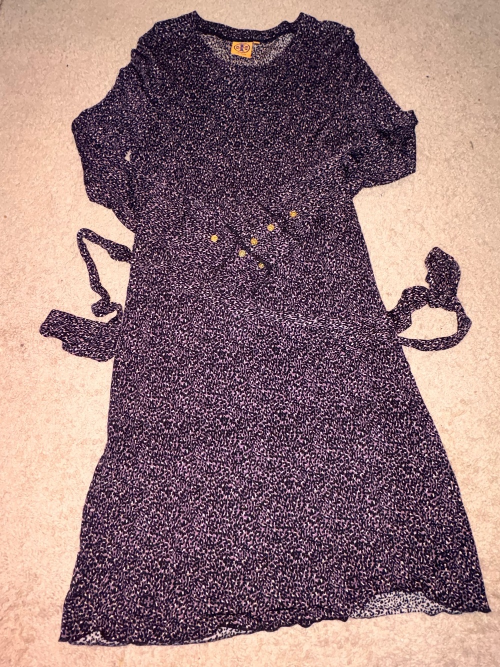 Tory Burch printed tie waist long sleeve dress